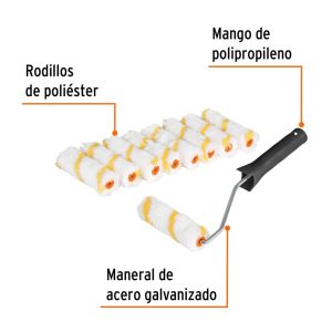 Mini Rodillo para pintar con 9 felpas Truper  -  12132