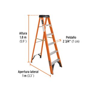 Escalera Fibra de Vidrio 6 peldaños Truper  -  EST-25FV