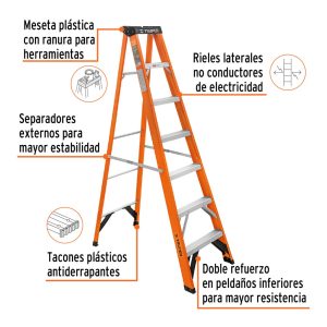 Escalera Fibra de Vidrio 7 peldaños Truper  -  EST-26FV