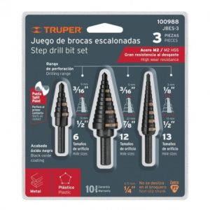 Juego de Brocas escalonadas de 3 piezas marca TRUPER - 100988